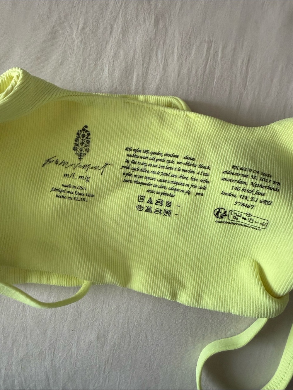 Free People Movement Neon Yellow Ribbed Cropped Tank - Picture 4 of 4